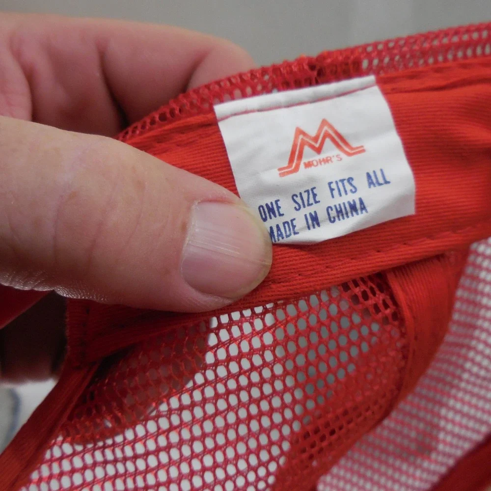 Vintage 3M Helping Wire America Trucker Hat Red White Mesh Snapback Cap Mohrs